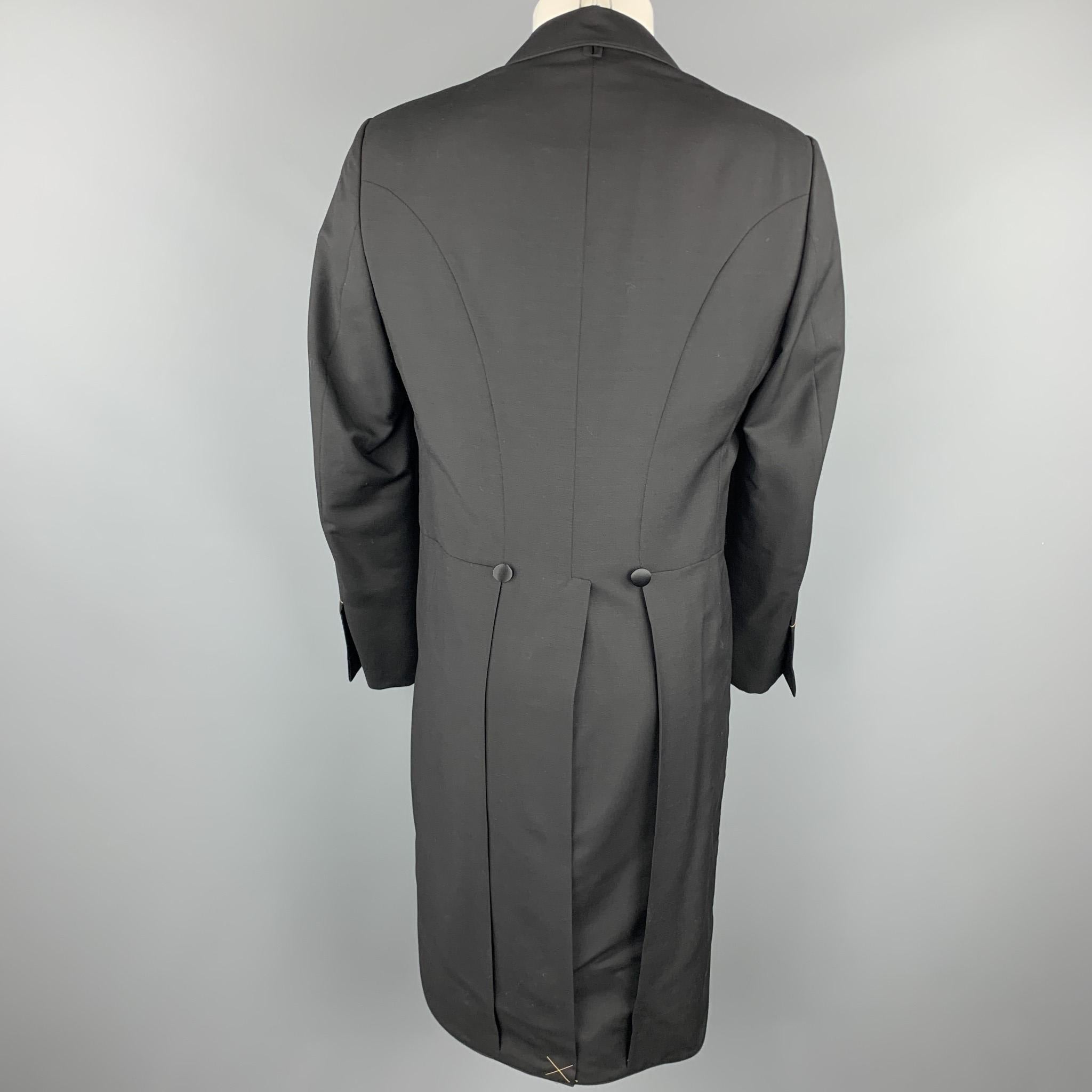 BLACK FLEECE Size 42 Black Wool Open Front Tail Coat 1