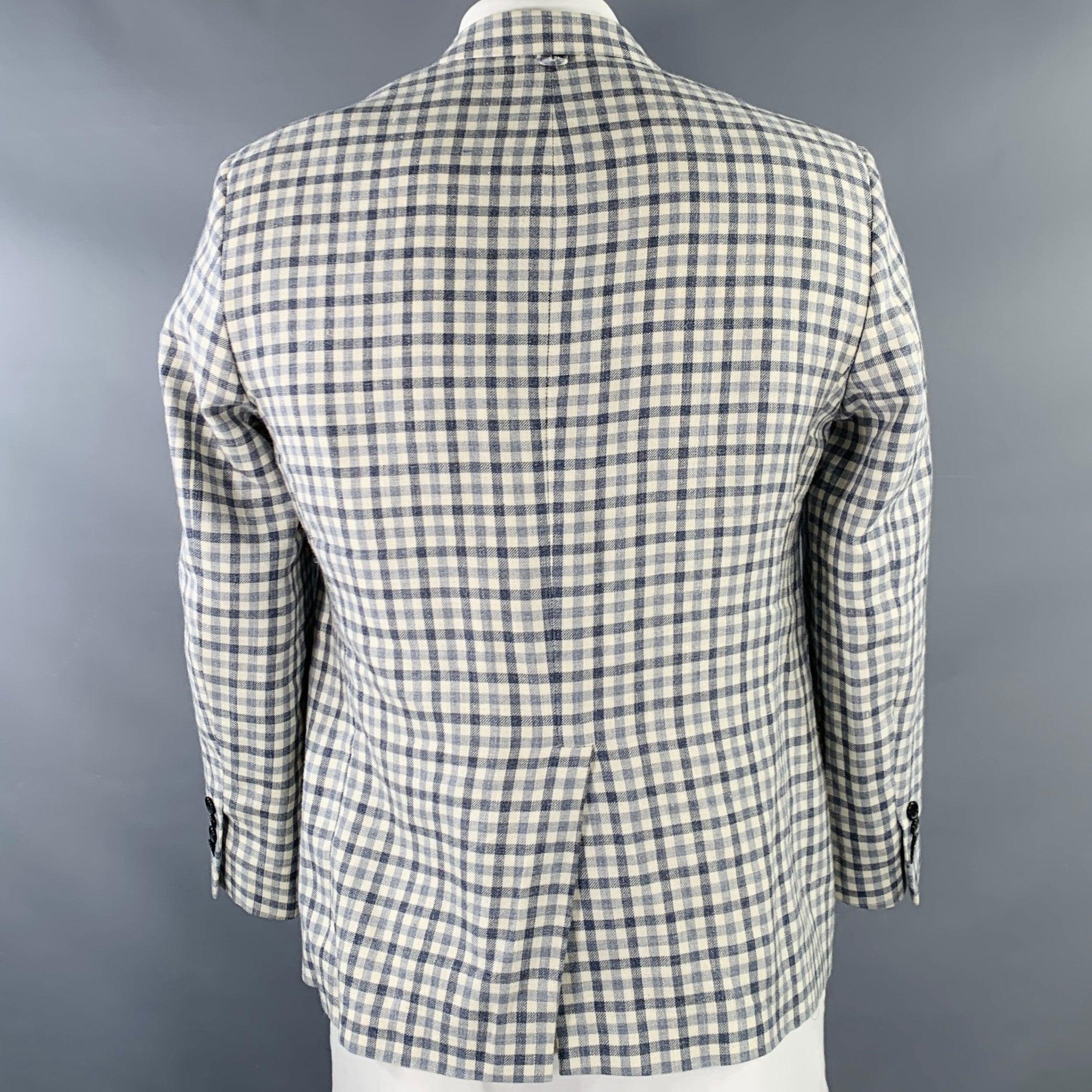 BLACK FLEECE Taglia 42 Crema Grigio Plaid Lana Seta Lino Cappotto Sportivo In condizioni buone in vendita a San Francisco, CA