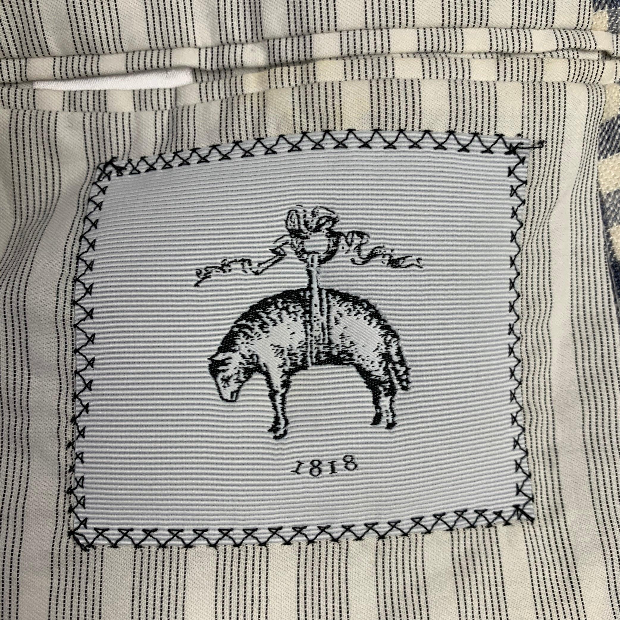 BLACK FLEECE Taglia 42 Crema Grigio Plaid Lana Seta Lino Cappotto Sportivo in vendita 2