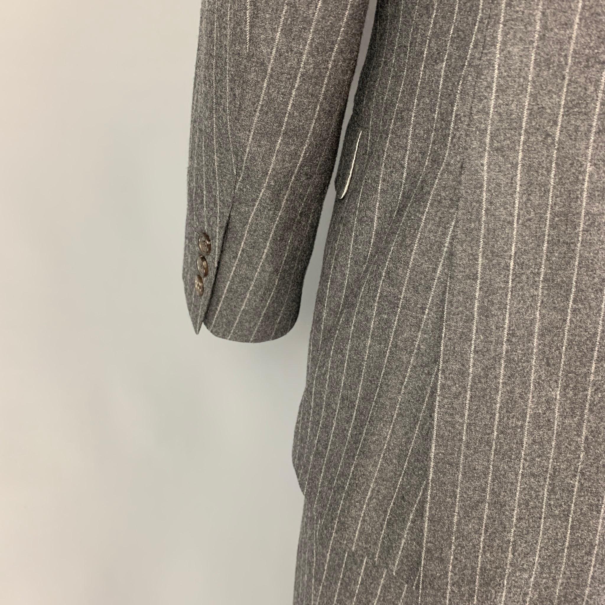 BLACK FLEECE Size 42 Dark Gray Stripe Wool Notch Lapel Suit 6