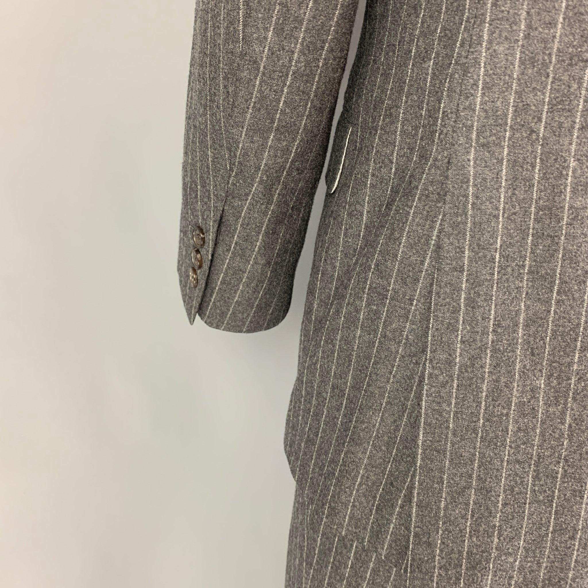 Men's BLACK FLEECE Size 42 Dark Gray Stripe Wool Notch Lapel Suit For Sale