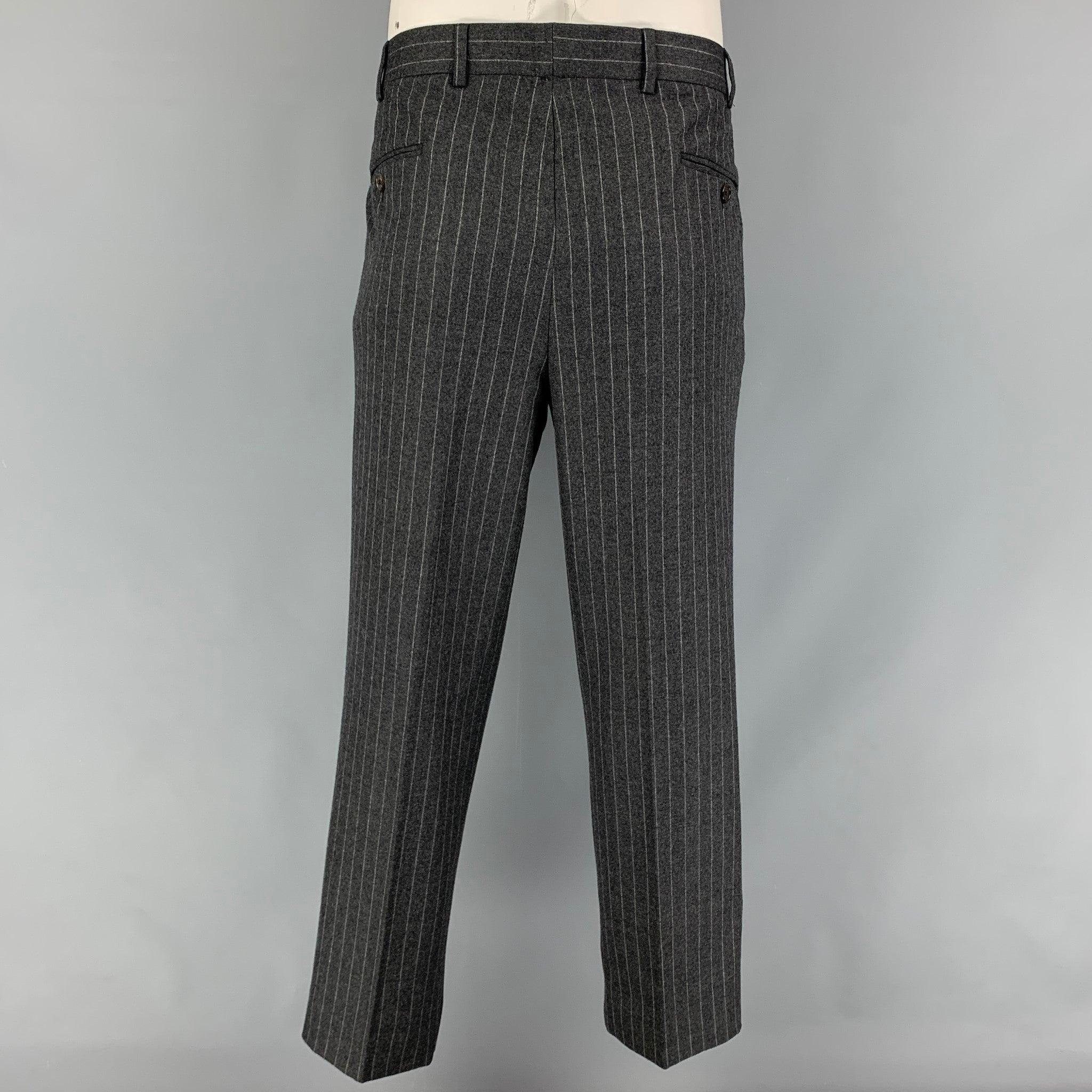 BLACK FLEECE Size 42 Dark Gray Stripe Wool Notch Lapel Suit For Sale 2