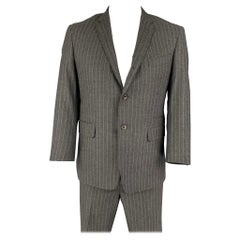BLACK FLEECE Size 42 Dark Gray Stripe Wool Notch Lapel Suit