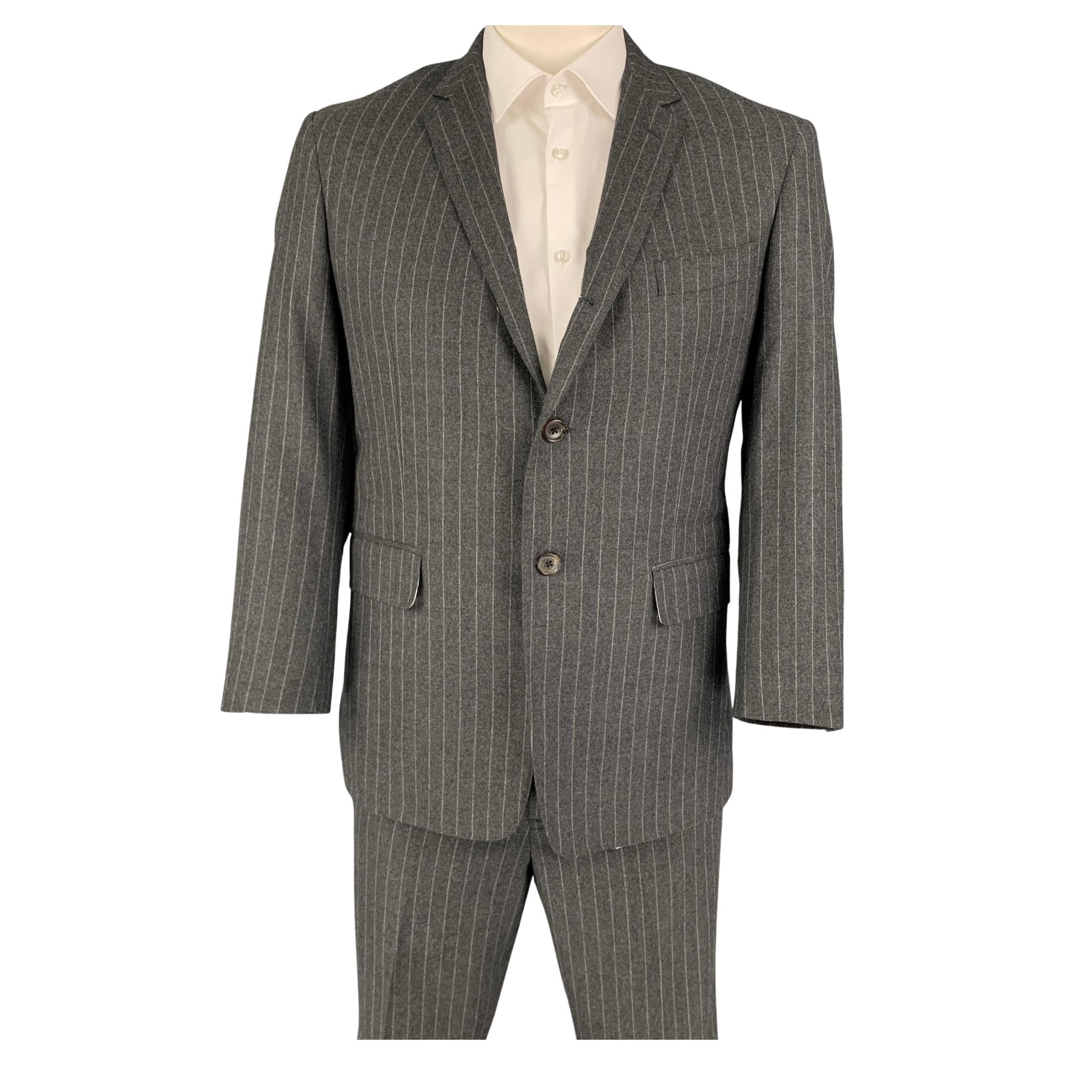 BLACK FLEECE Size 42 Dark Gray Stripe Wool Notch Lapel Suit