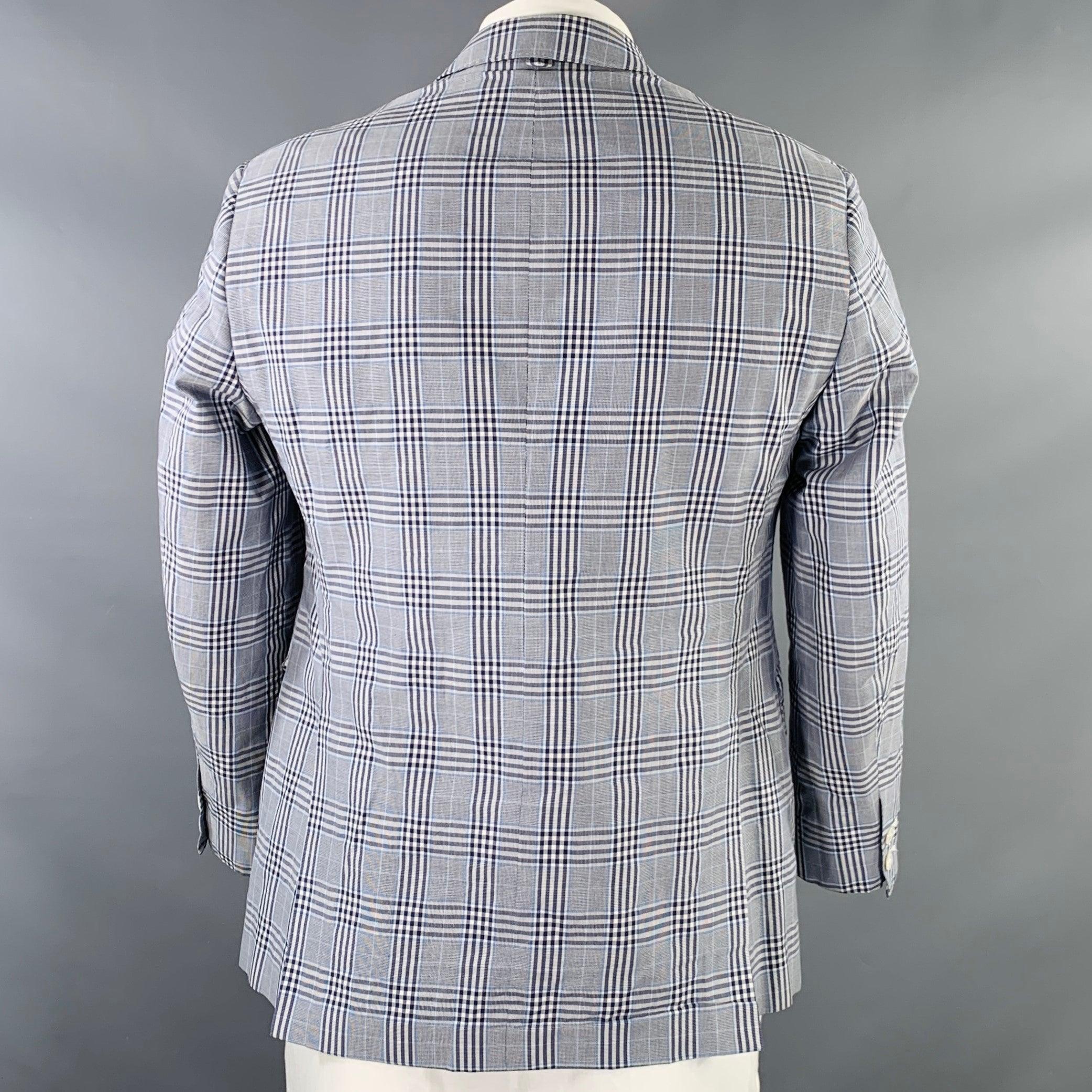 Manteau de sport Black Fleece Taille 42 Marine Blanc Plaid Coton Soie Bon état - En vente à San Francisco, CA