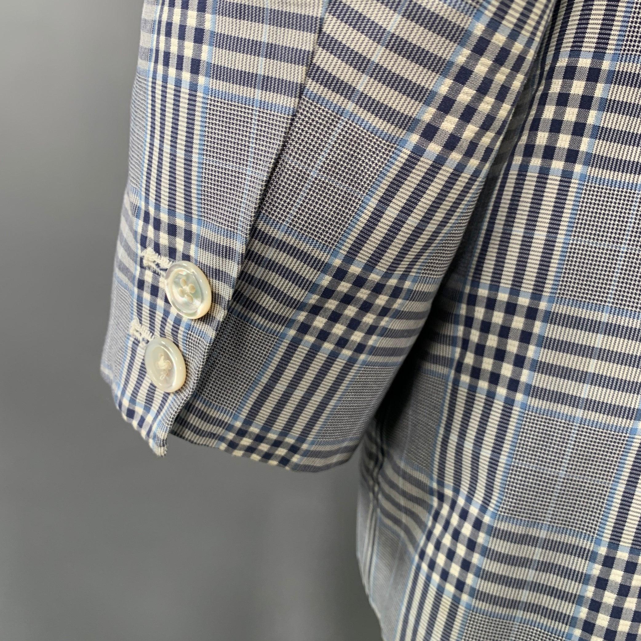 Manteau de sport Black Fleece Taille 42 Marine Blanc Plaid Coton Soie Pour hommes en vente
