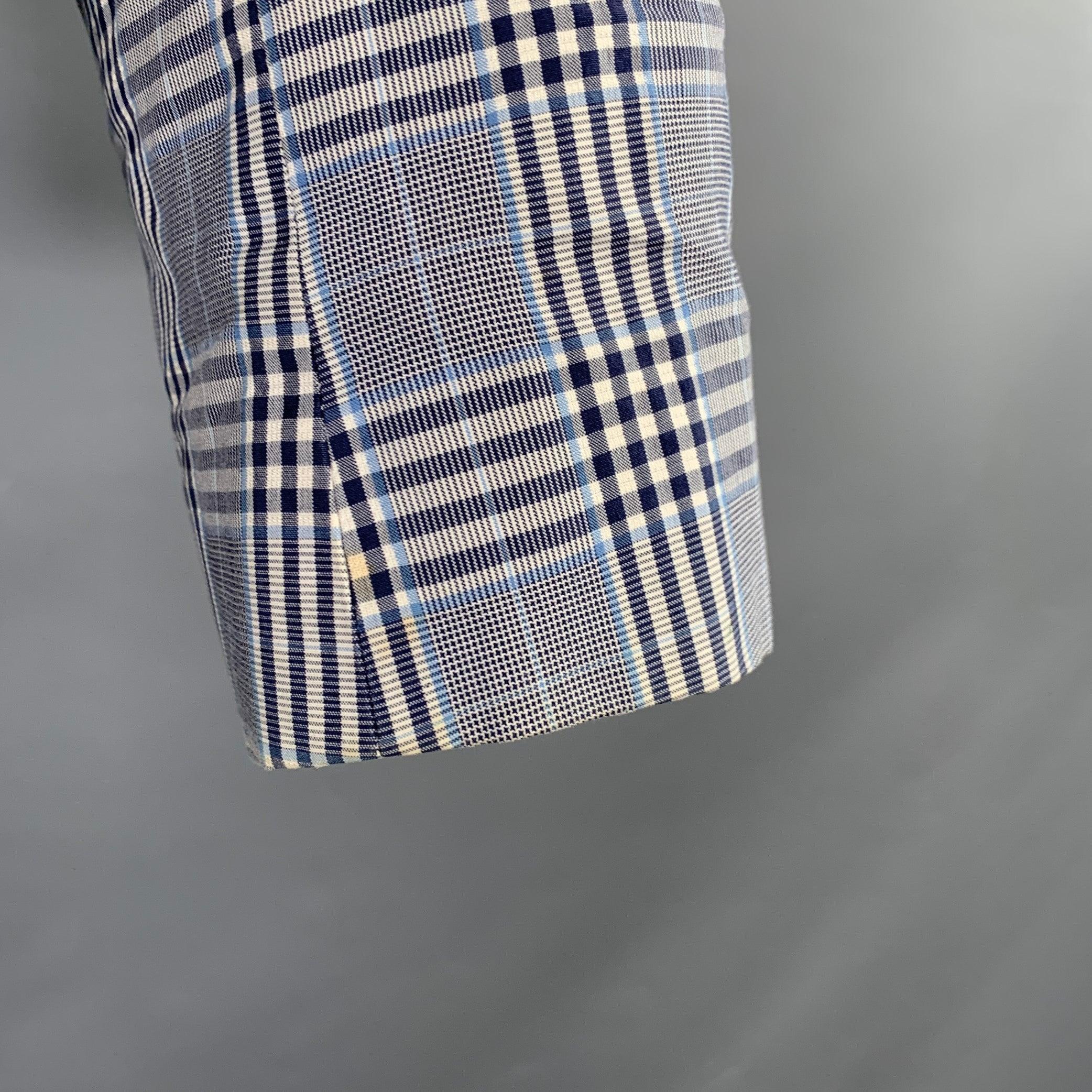 Manteau de sport Black Fleece Taille 42 Marine Blanc Plaid Coton Soie en vente 1