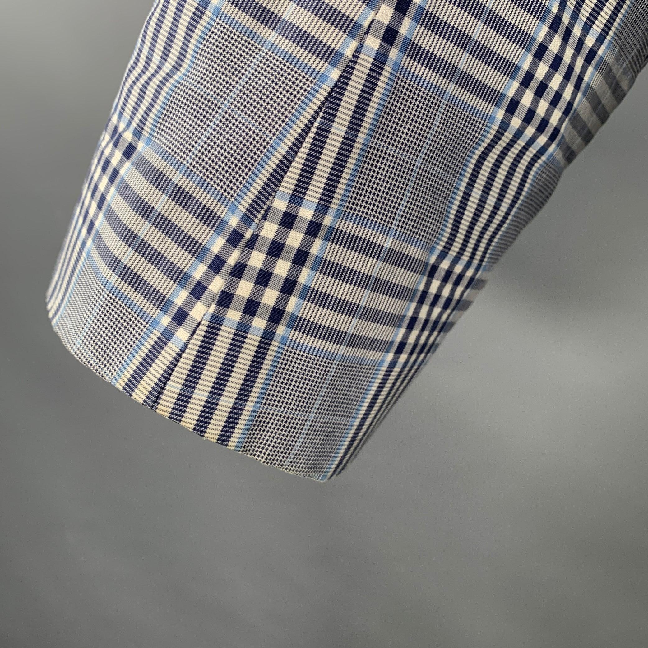 Manteau de sport Black Fleece Taille 42 Marine Blanc Plaid Coton Soie en vente 2