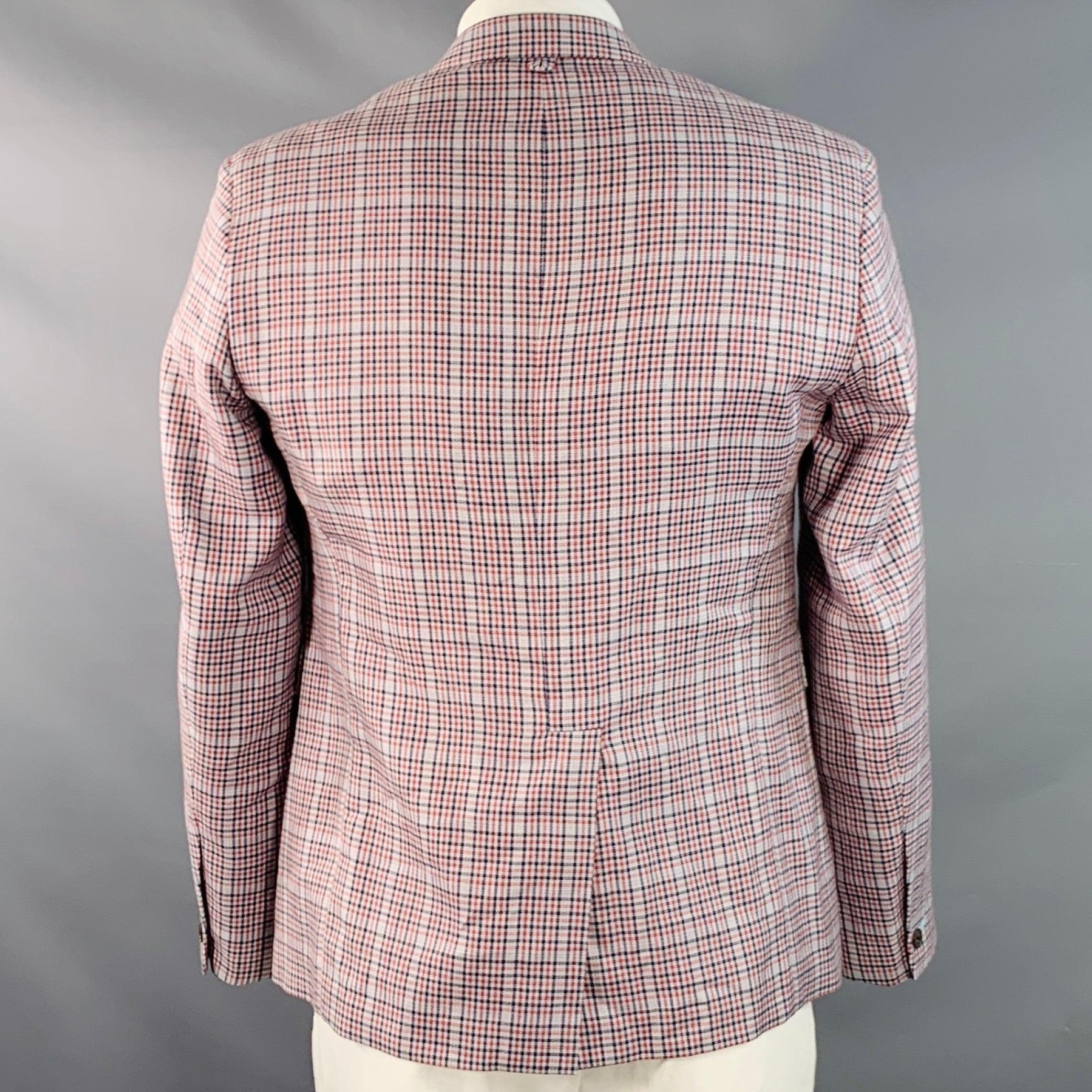 Black Fleece Taille 42 Regular Grey Red Black Plaid Sport Coat Bon état - En vente à San Francisco, CA
