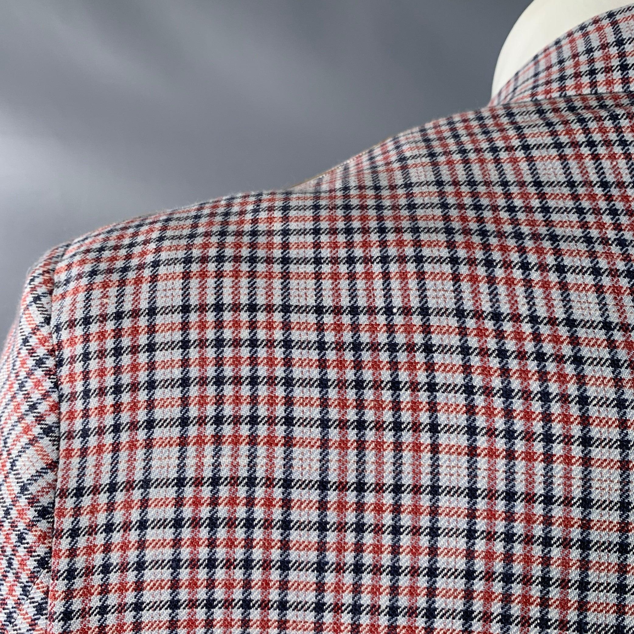 Black Fleece Taille 42 Regular Grey Red Black Plaid Sport Coat en vente 2