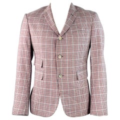 BLACK FLEECE Size 42 Regular Grey Red Black Plaid Sport Coat
