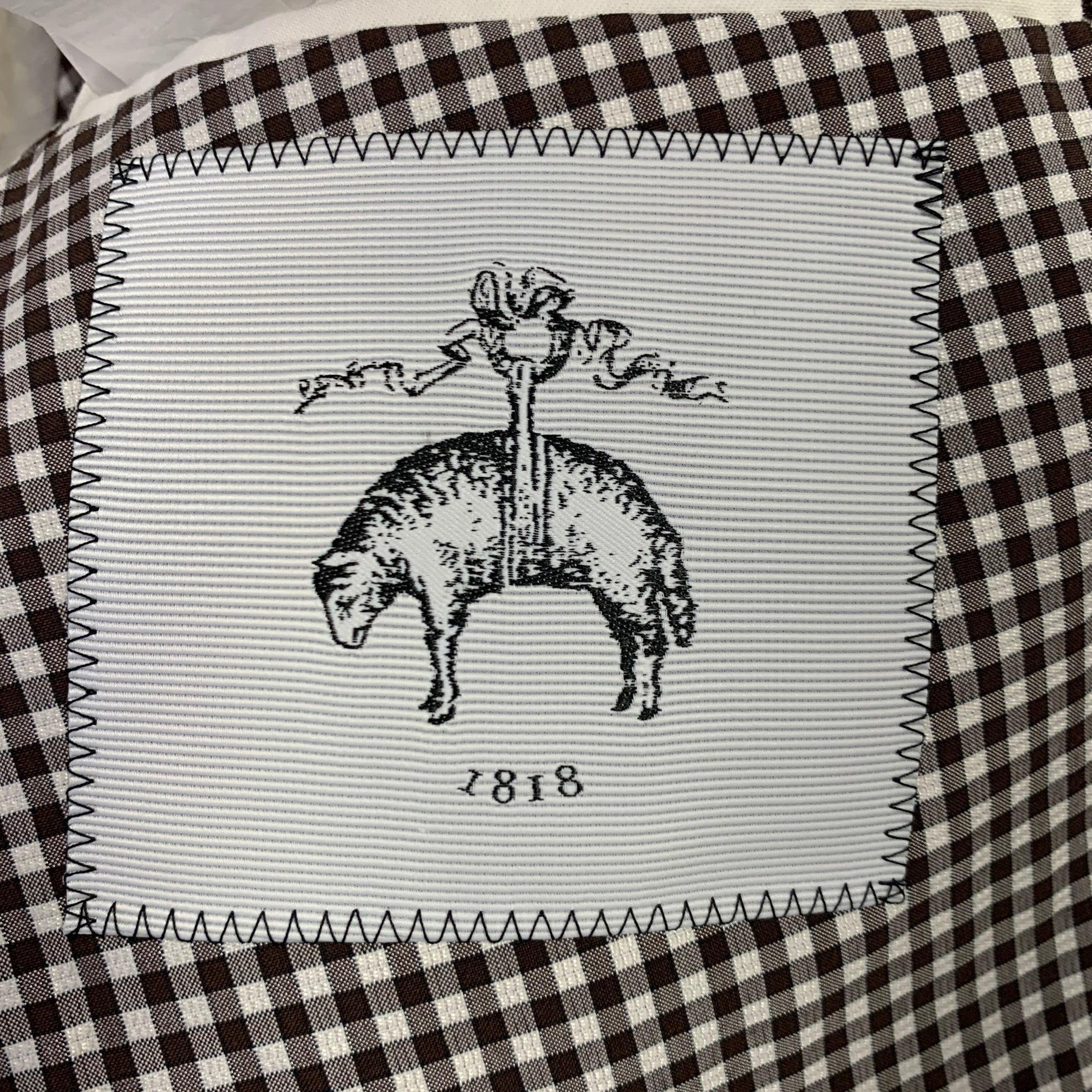 BLACK FLEECE Size 42 White Brown Checkered Cotton Silk Sport Coat For Sale 1