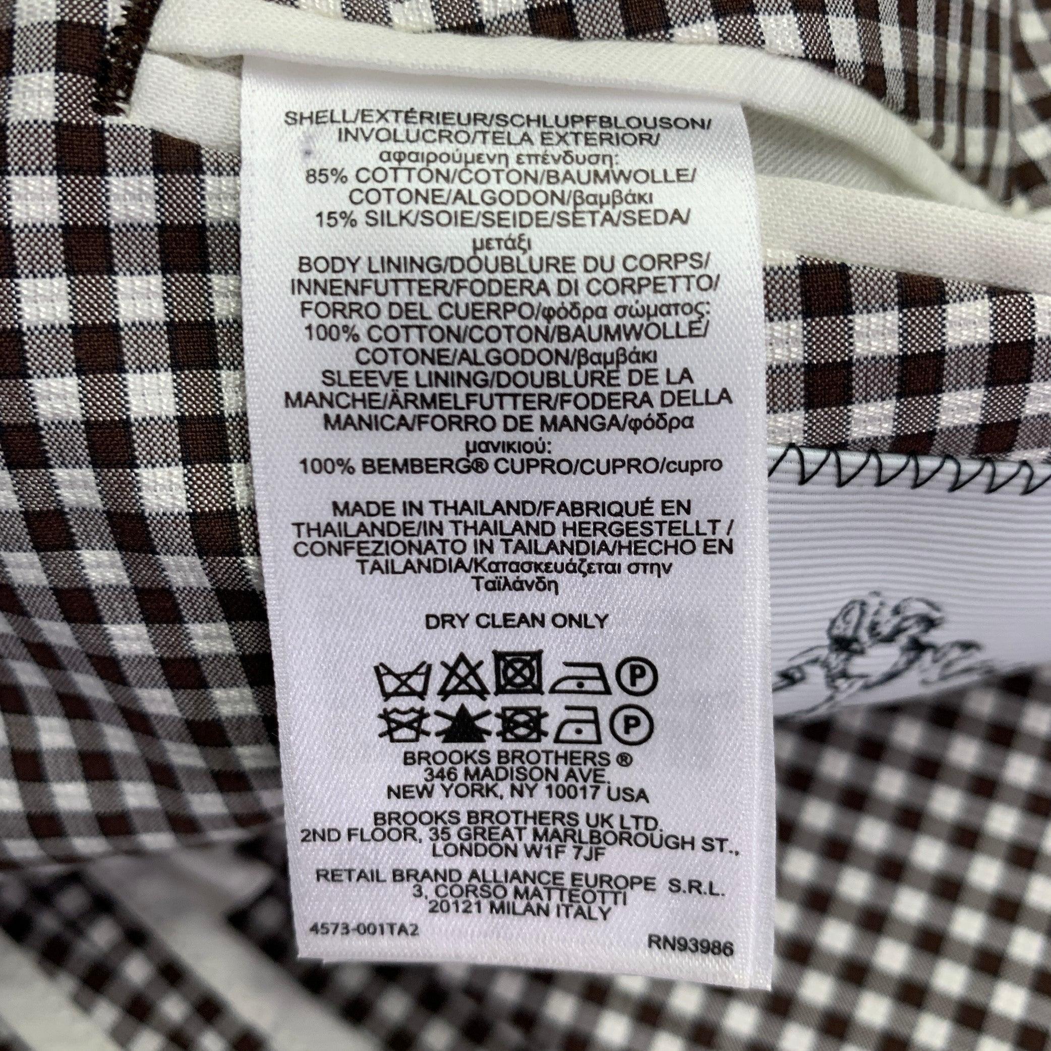 BLACK FLEECE Size 42 White Brown Checkered Cotton Silk Sport Coat For Sale 4