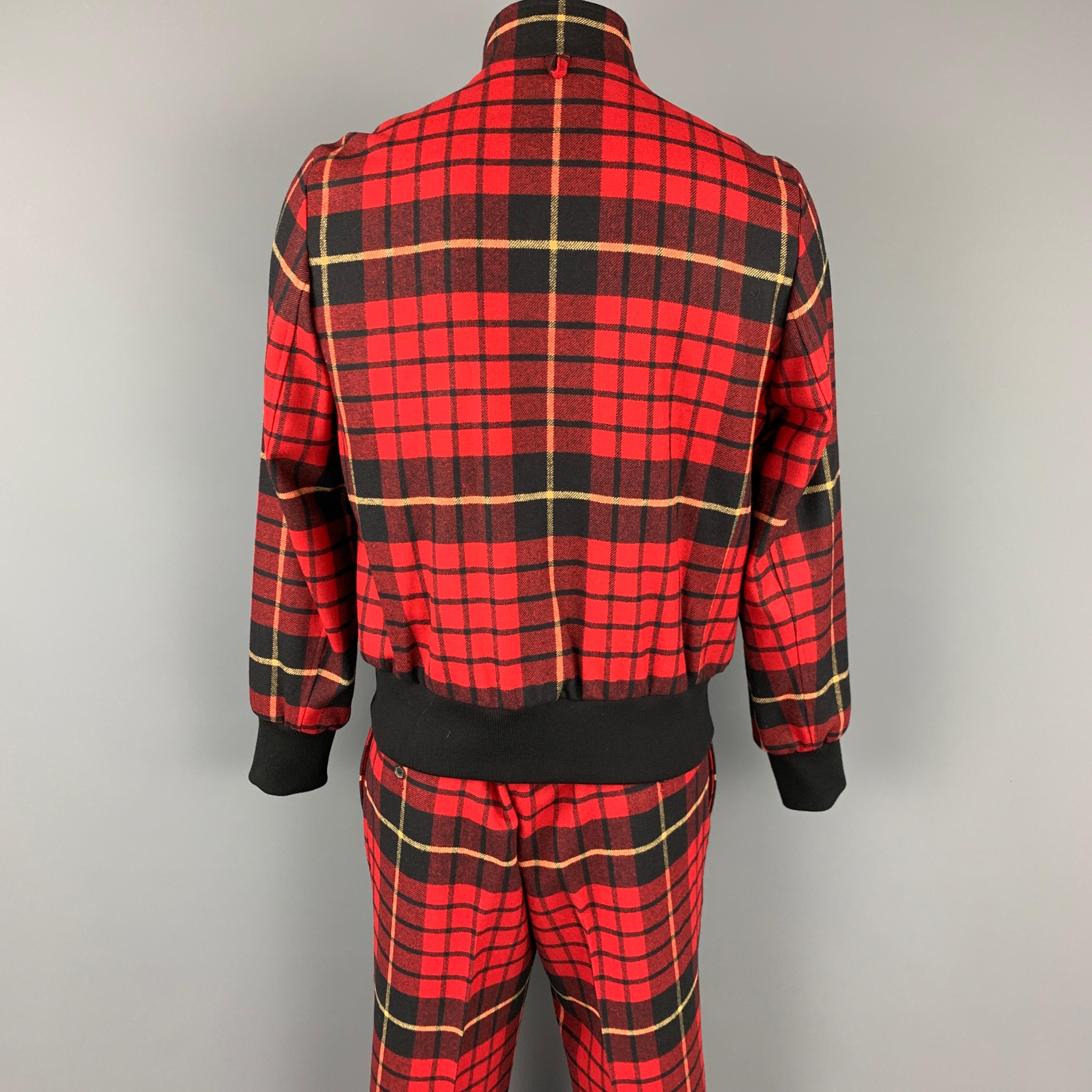 red and black plaid fleece jacket