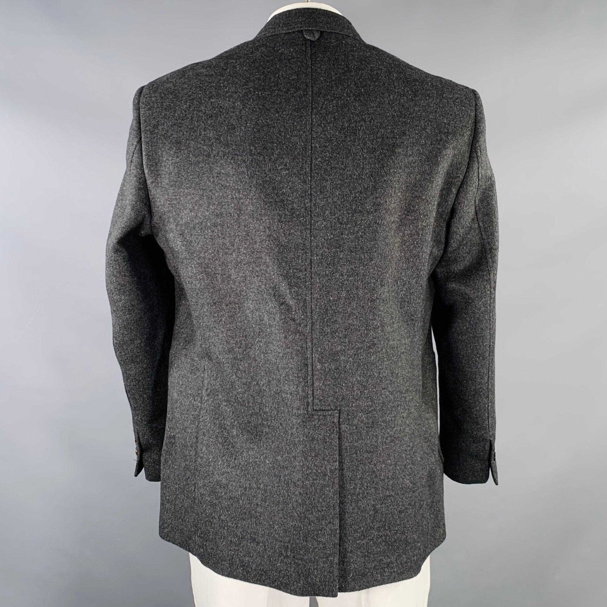 Black BLACK FLEECE Size 46 Charcoal Camel Hair Notch Lapel Sport Coat
