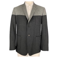 BLACK FLEECE Size 46 Charcoal & Grey Color Block Wool Sport Coat