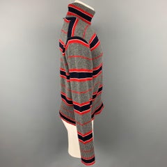 BLACK FLEECE Größe L Grau & Navy Stripe Cashmere Rollkragenpullover