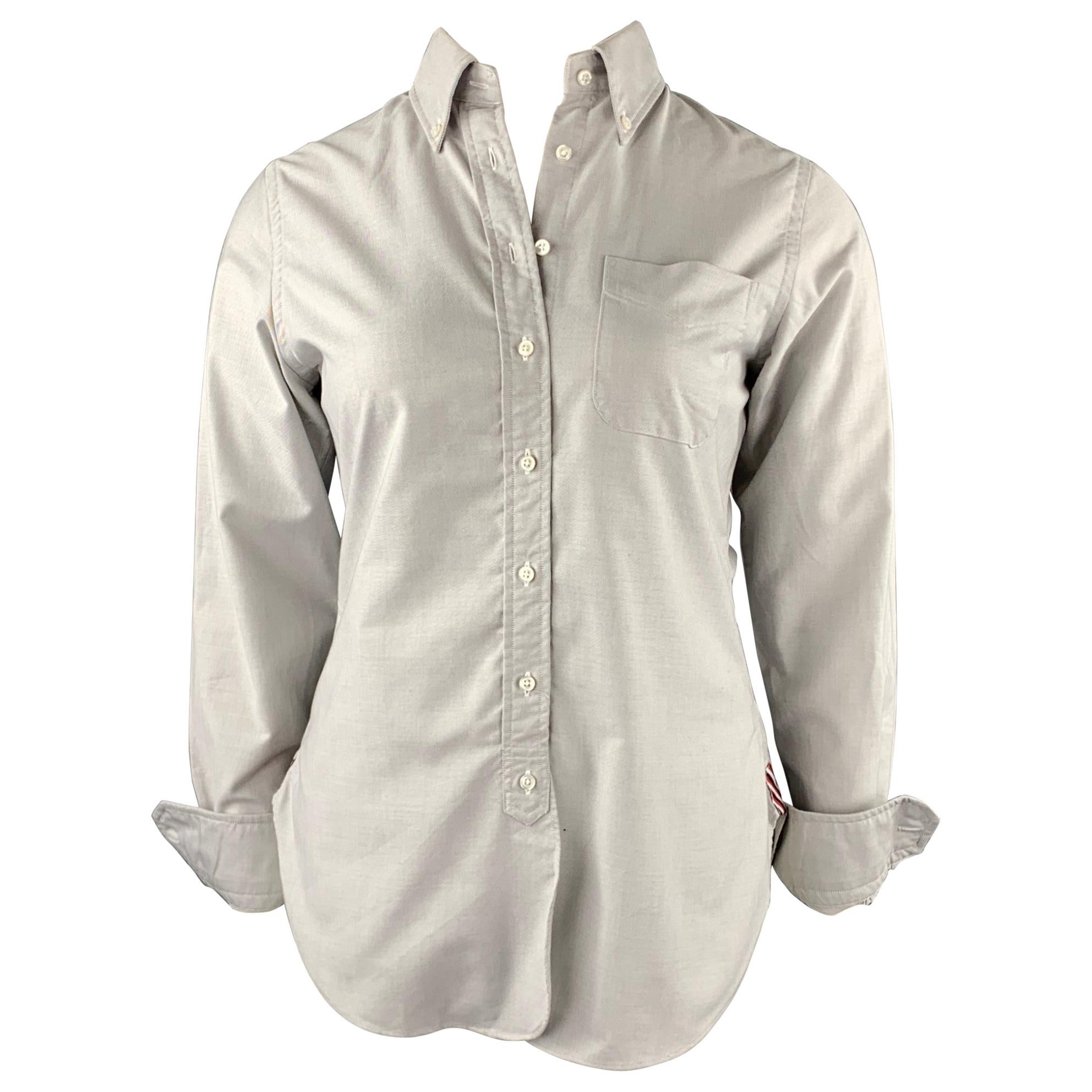 BLACK FLEECE Size L Light Gray Cotton Button Down Shirt