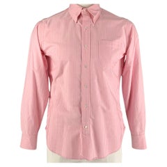 BLACK FLEECE Taille L Chemise à manches longues boutonnée en coton à rayures roses