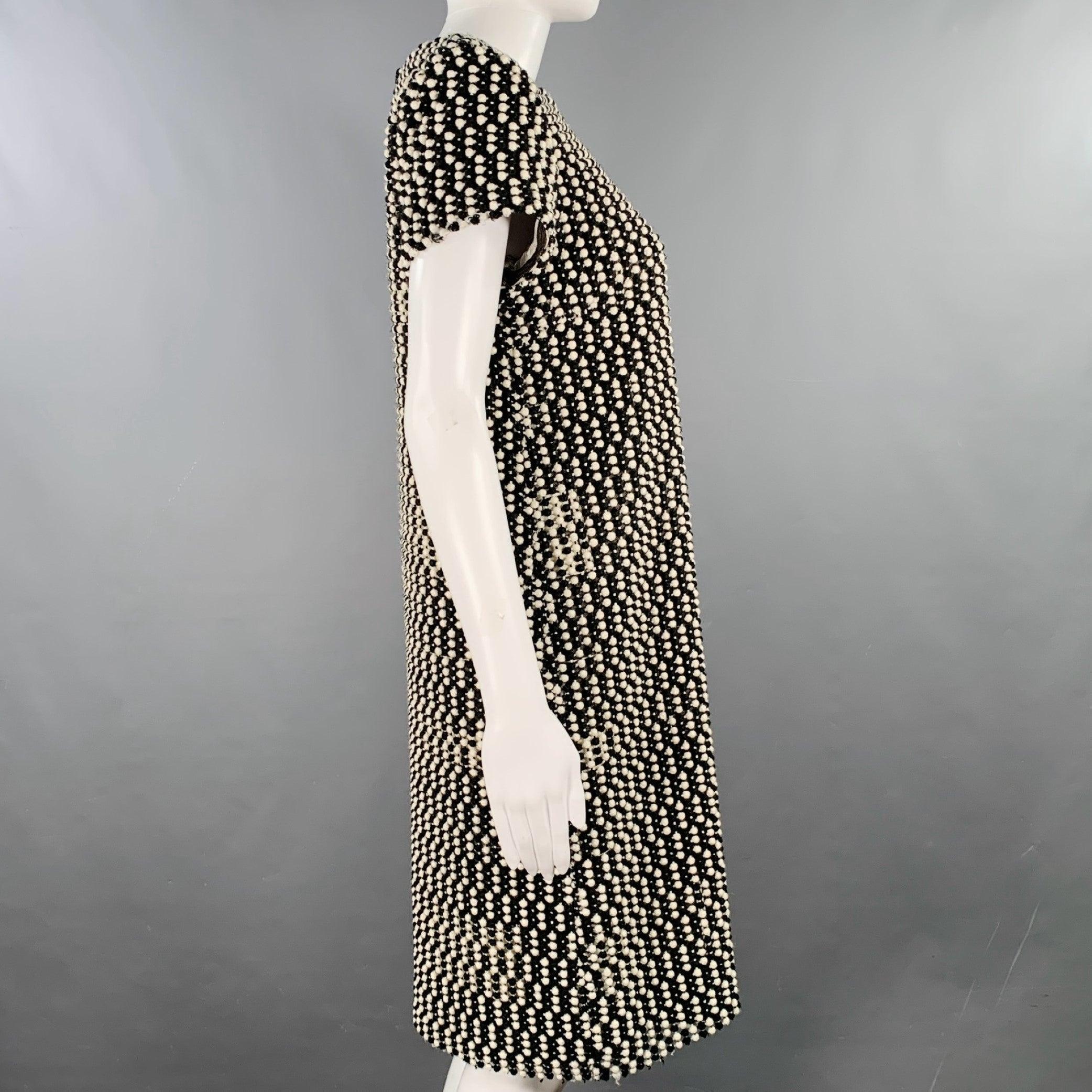 BLACK FLEECE Size M Black White Wool Blend Textured Shift Dress In Good Condition For Sale In San Francisco, CA