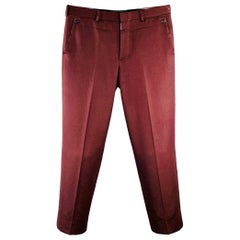 BLACK FLEECE Size M Burgundy Twill Wool Tapered Button Fly Dress Pants