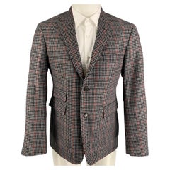 BLACK FLEECE Size M Grey Red Charcoal Houndstooth Cashmere Sport Coat