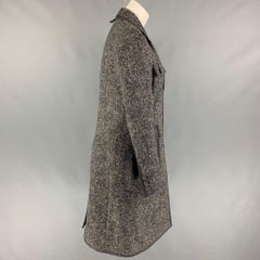 BLACK FLEECE Size M Grey White Wool Blend Tweed Notch Lapel Coat