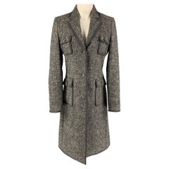 BLACK FLEECE Size M Grey White Wool Blend Tweed Notch Lapel Coat