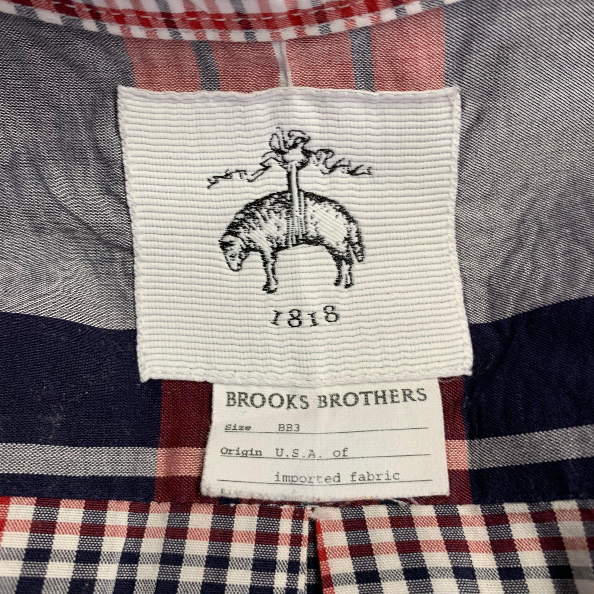 BLACK FLEECE Size M Red White Blue Plaid Cotton Button Down Long Sleeve Shirt In Good Condition For Sale In San Francisco, CA
