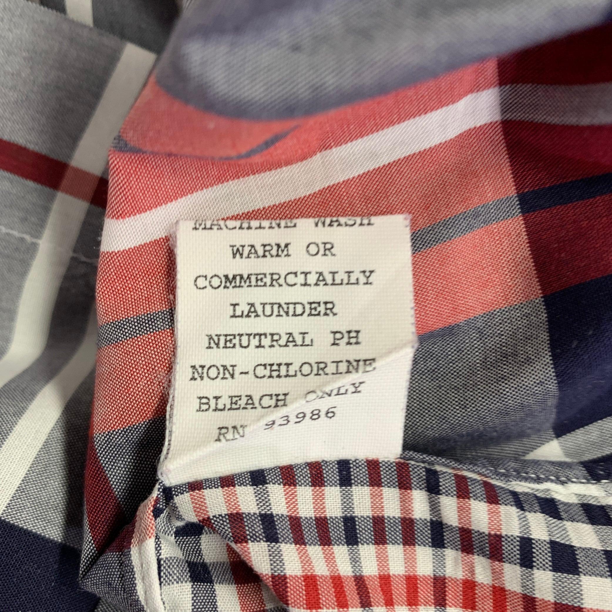 BLACK FLEECE Size M Red White Blue Plaid Cotton Button Down Long Sleeve Shirt For Sale 1