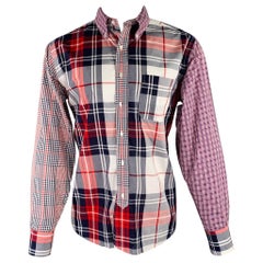 BLACK FLEECE Size M Red White Blue Plaid Cotton Button Down Long Sleeve Shirt