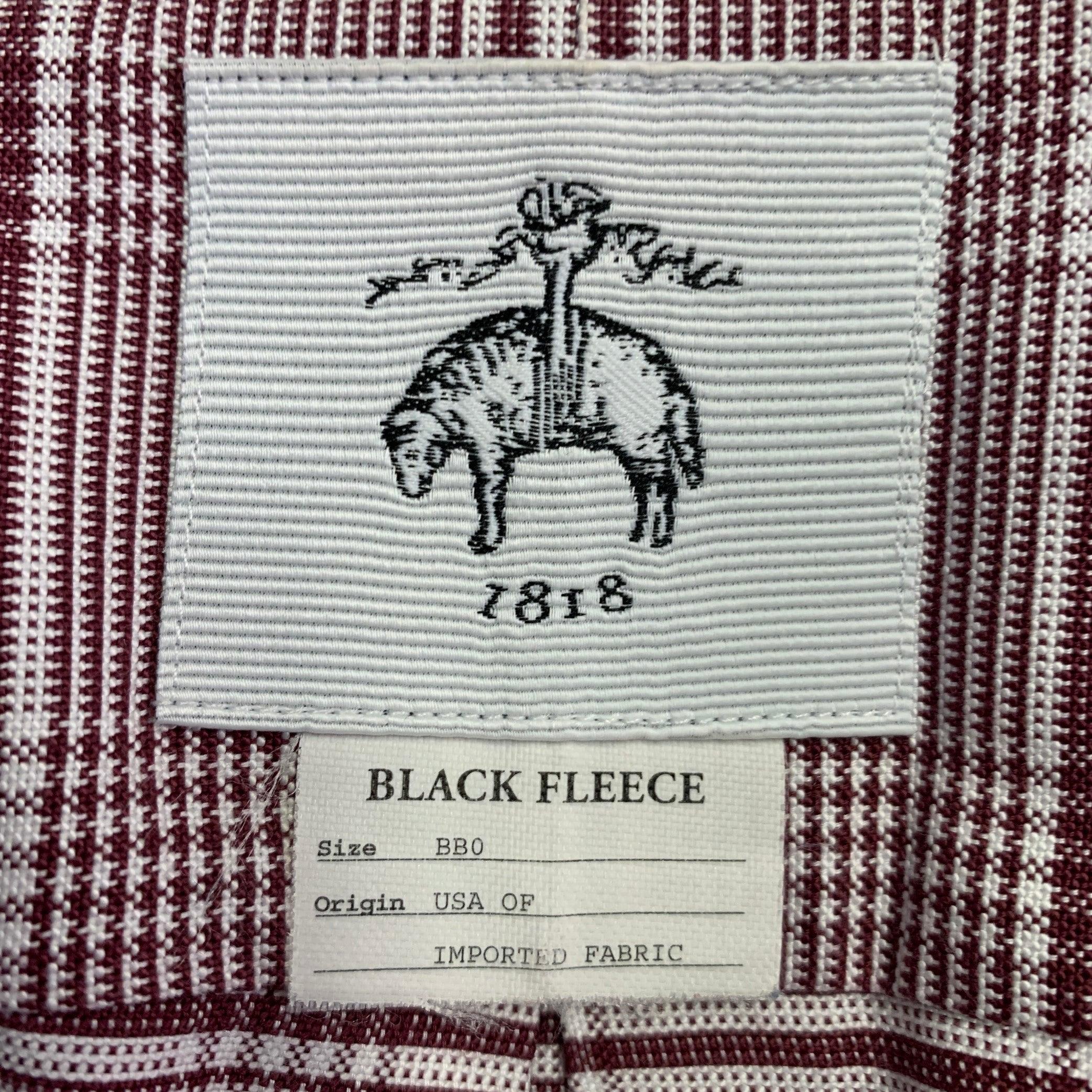 Black Fleece Size S Burgundy White Glenplaid Cotton One Pocket Long Sleeve Shirt Pour hommes en vente