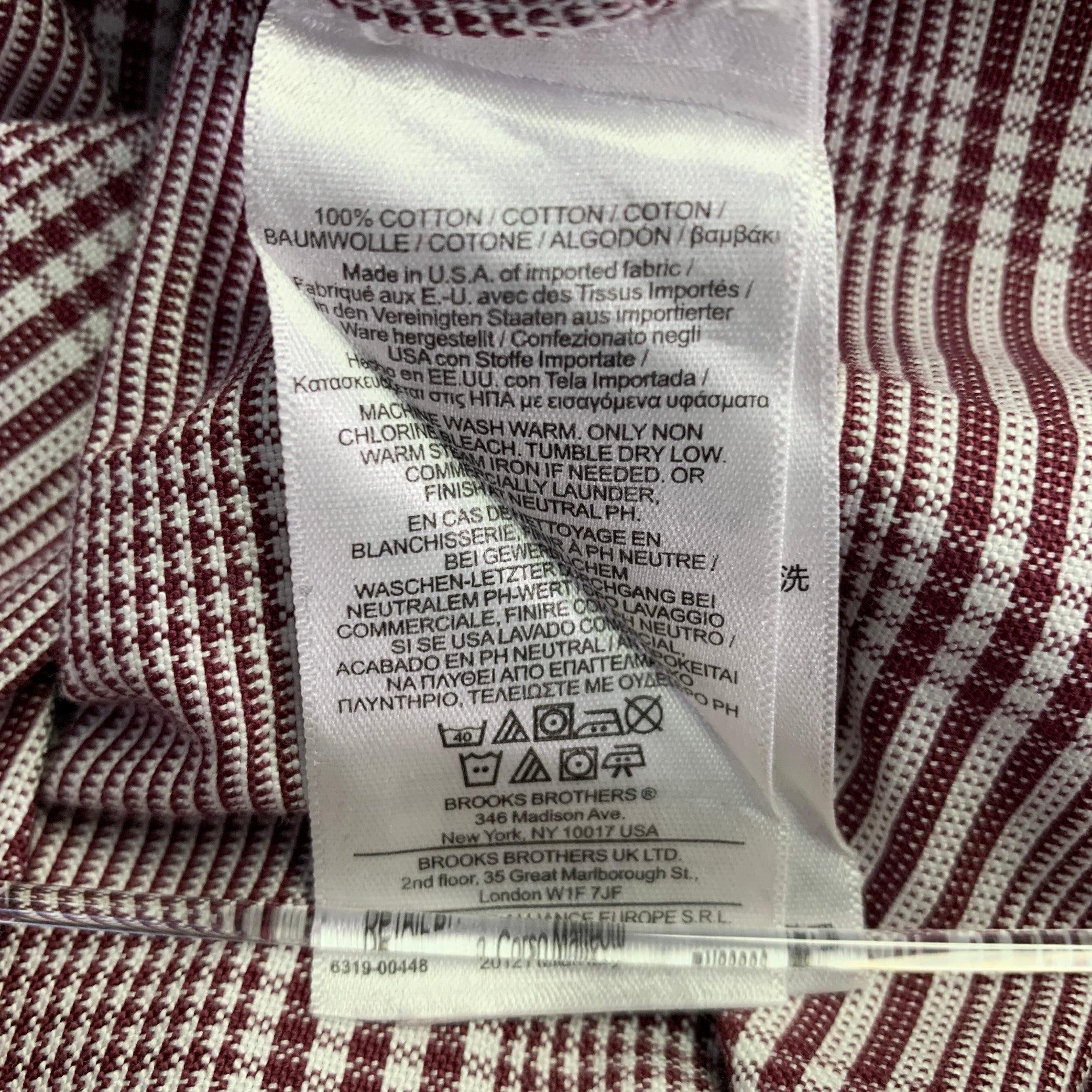 Black Fleece Size S Burgundy White Glenplaid Cotton One Pocket Long Sleeve Shirt en vente 1