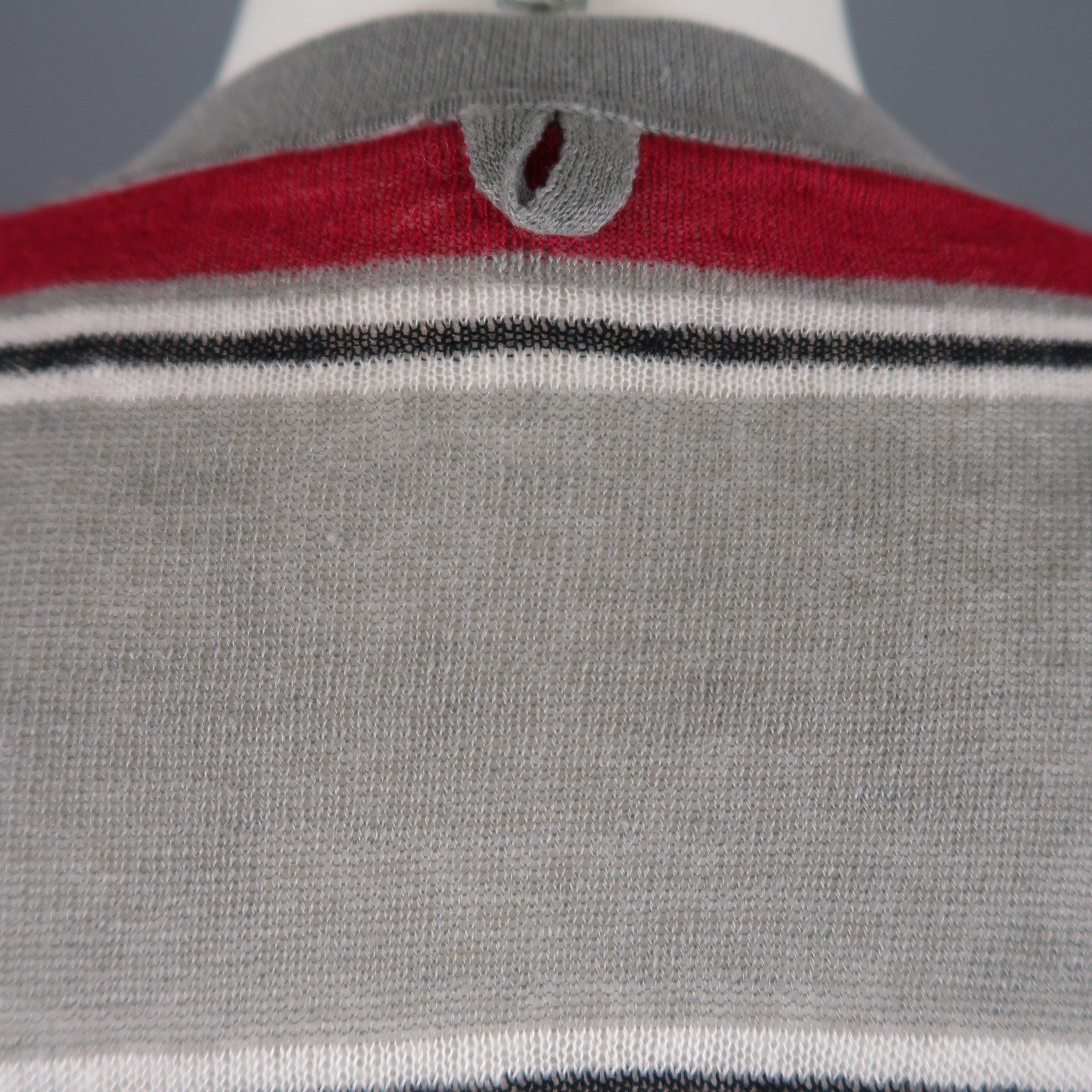 Black Fleece Taille S Coton gris et rayures  Cardigan réversible en maille blanche en vente 2