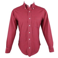 Vintage BLACK FLEECE Size S Red & Navy Gingham Cotton Long Sleeve Shirt