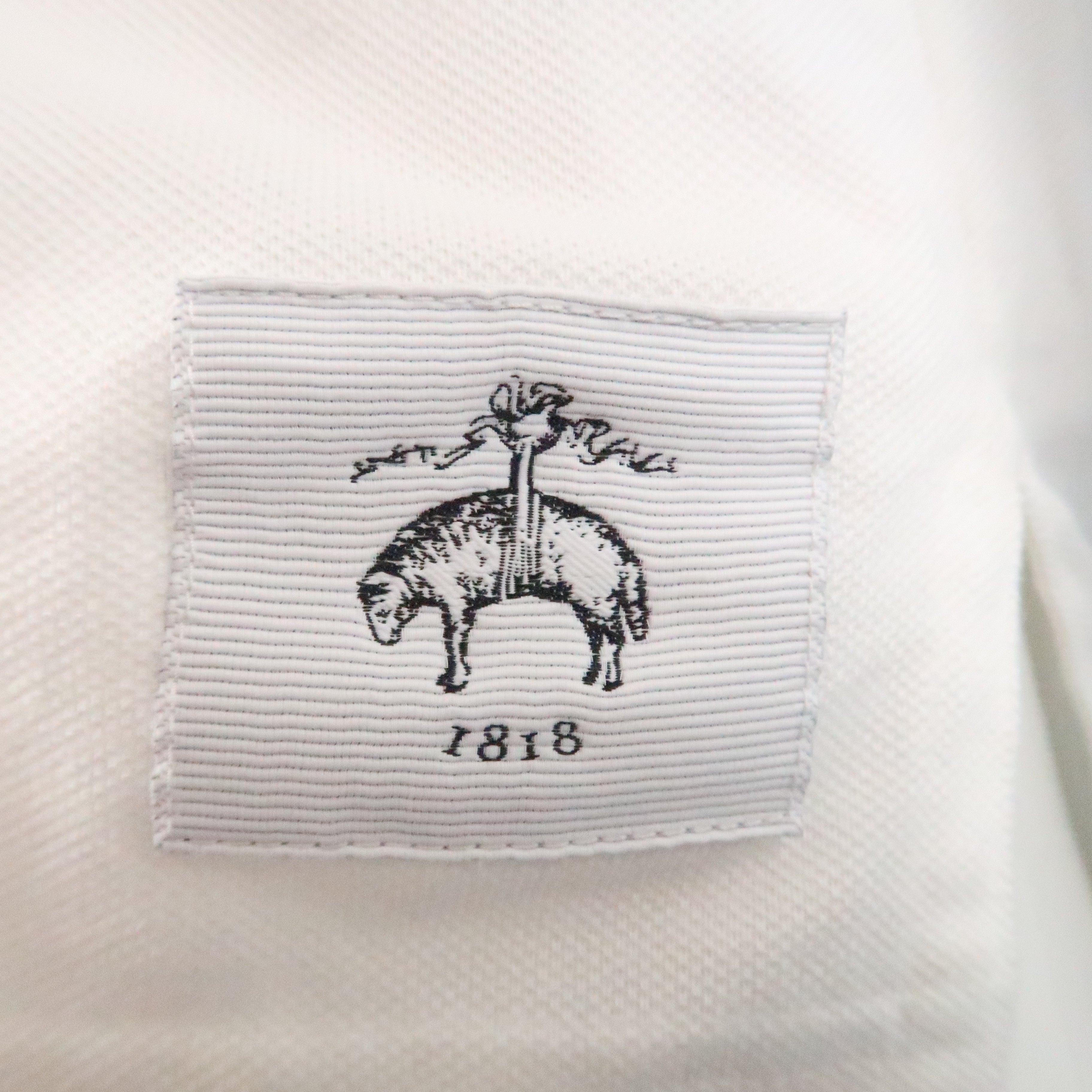 Men's BLACK FLEECE Size S White Solid Pique Button Down Polo For Sale