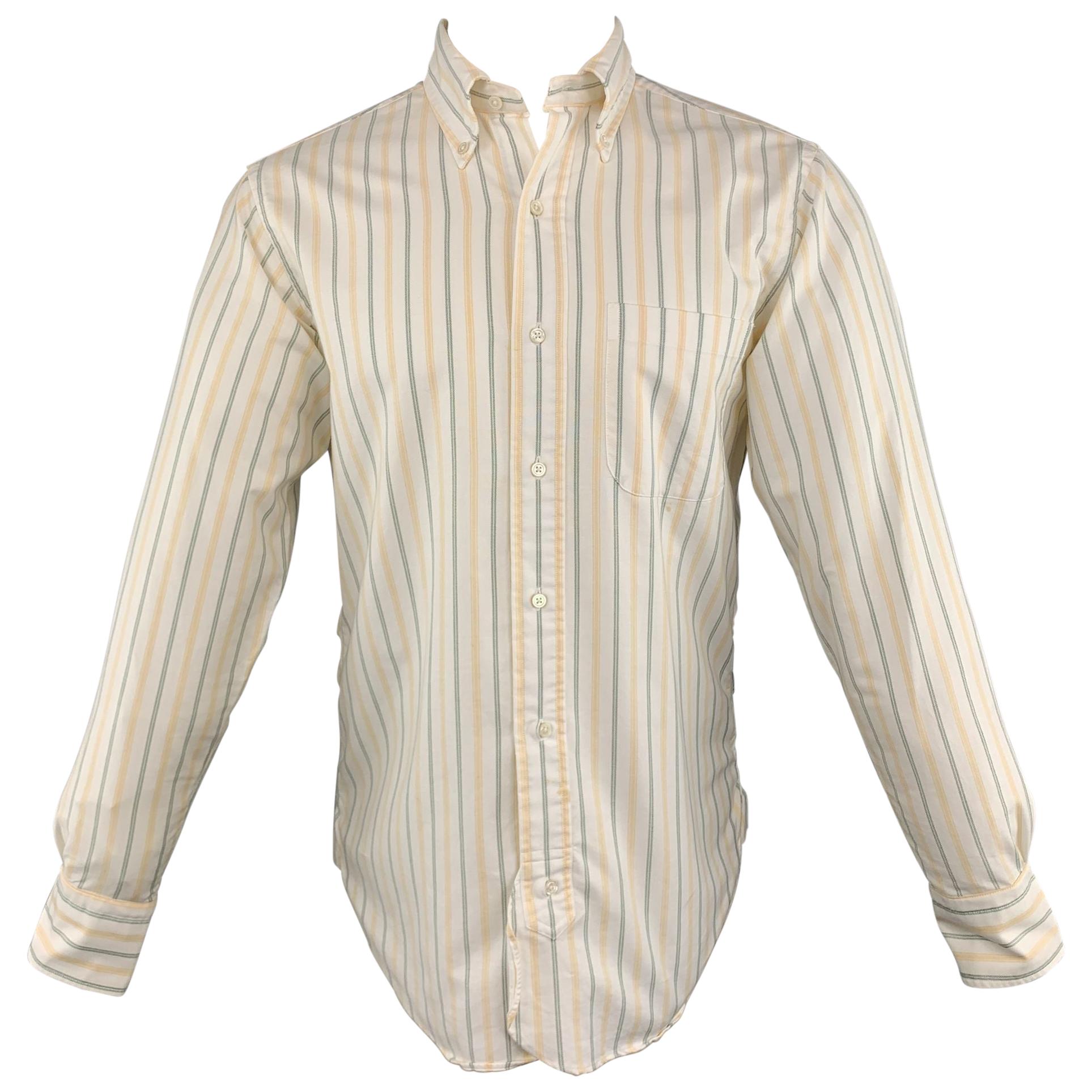 BLACK FLEECE Size S White Stripe Cotton Button Down Long Sleeve Shirt