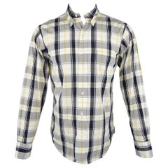 BLACK FLEECE Size S Yellow Navy & White Plaid Cotton Long Sleeve Shirt