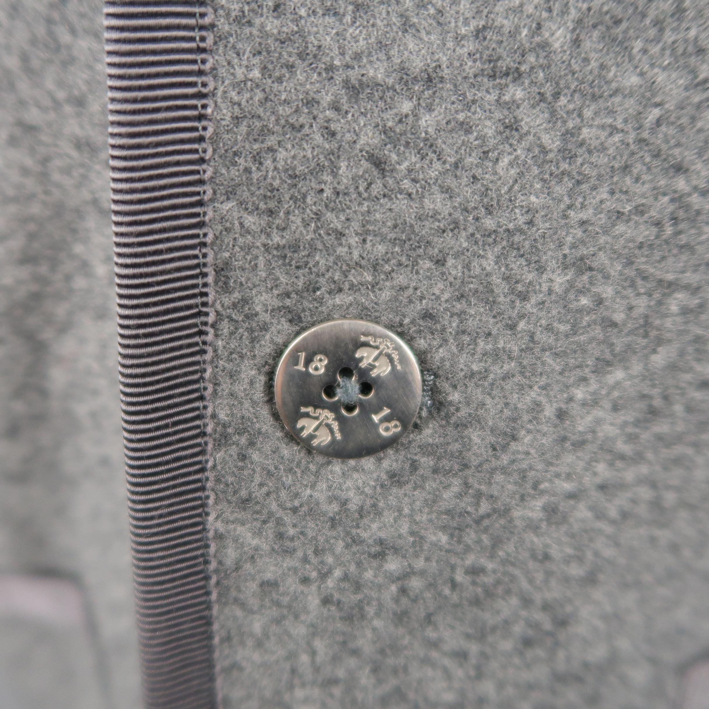 BLACK FLEECE XS Gray Wool Blend SHawl Collar Metal Button Jacket In Excellent Condition In San Francisco, CA