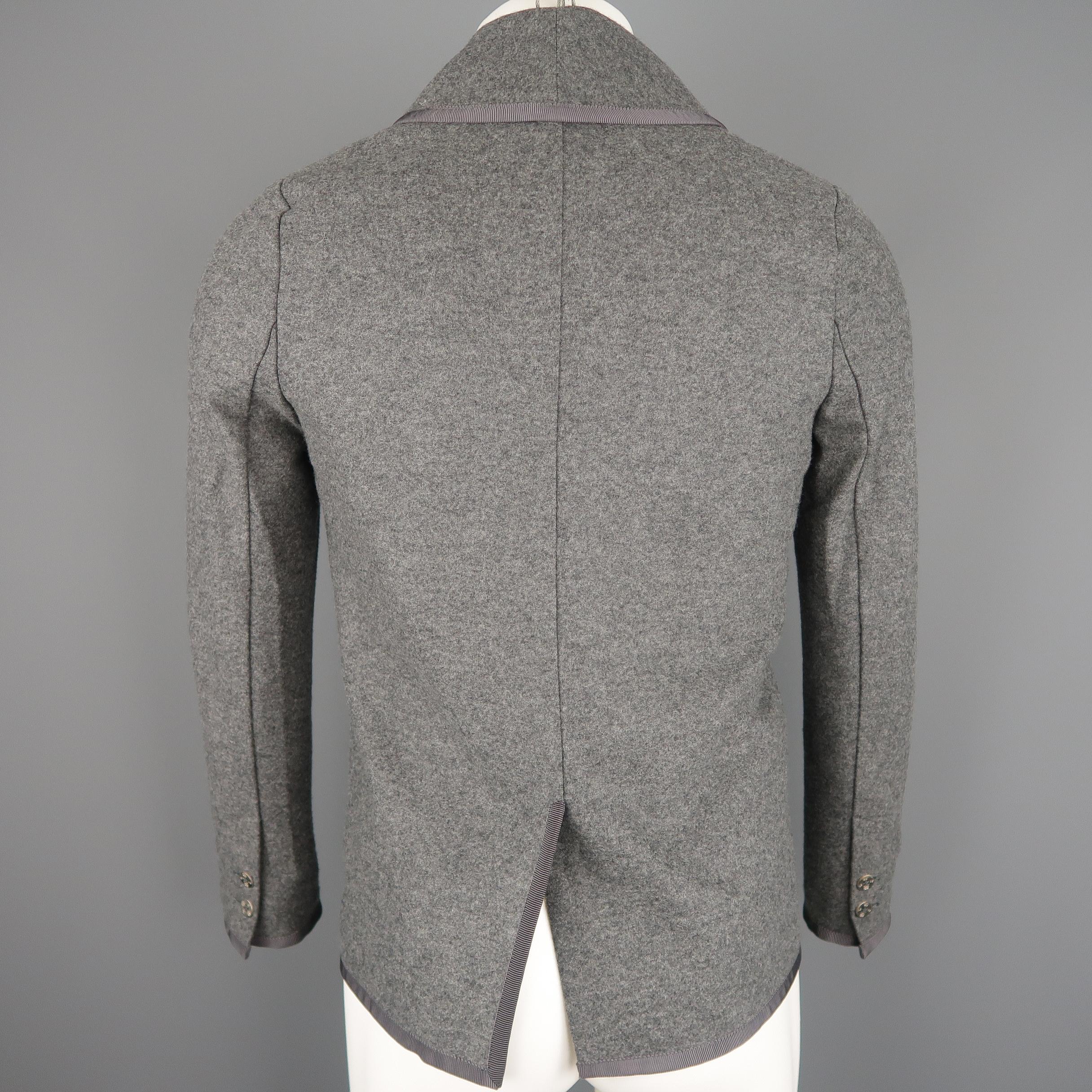 BLACK FLEECE XS Gray Wool Blend SHawl Collar Metal Button Jacket 2