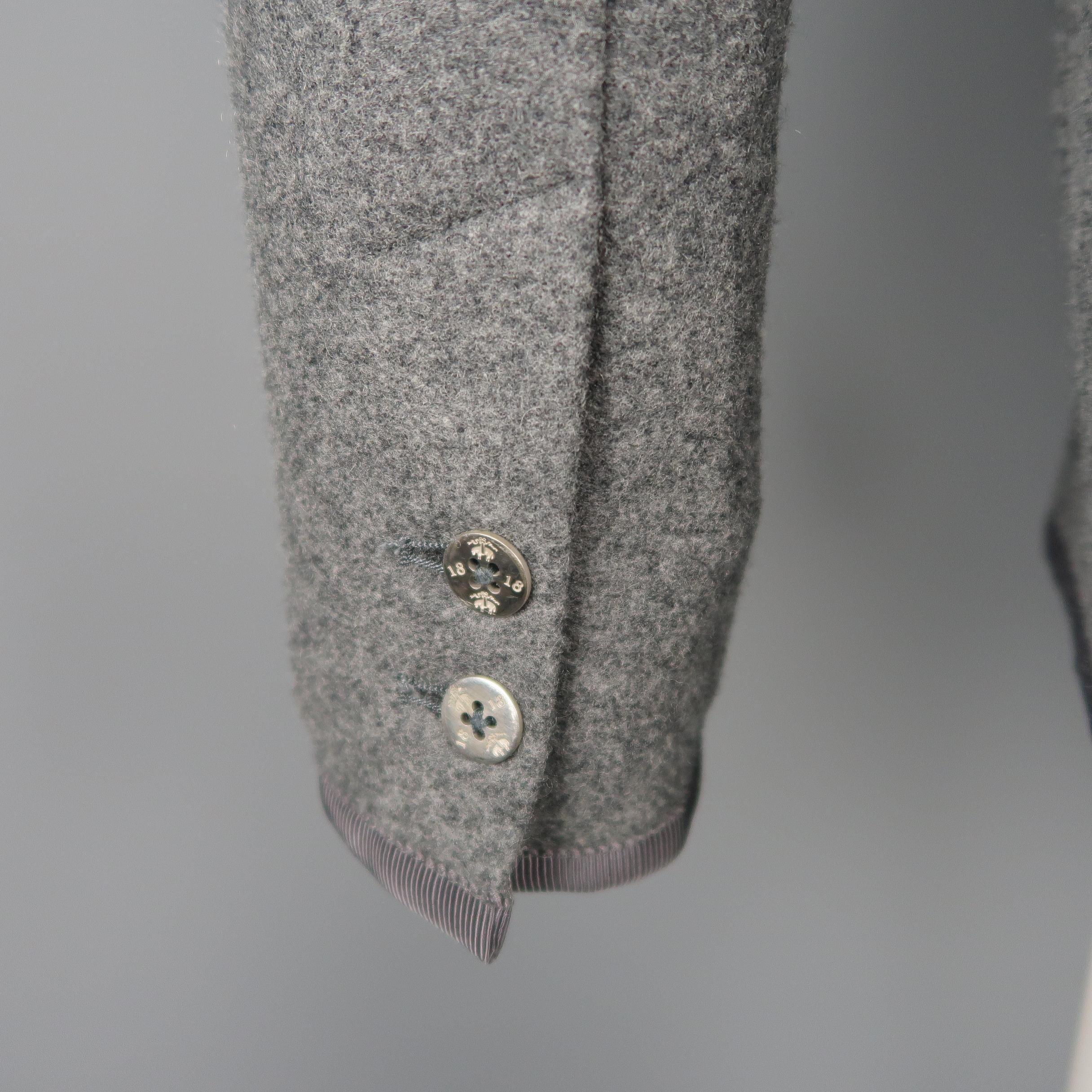 BLACK FLEECE XS Gray Wool Blend SHawl Collar Metal Button Jacket 3