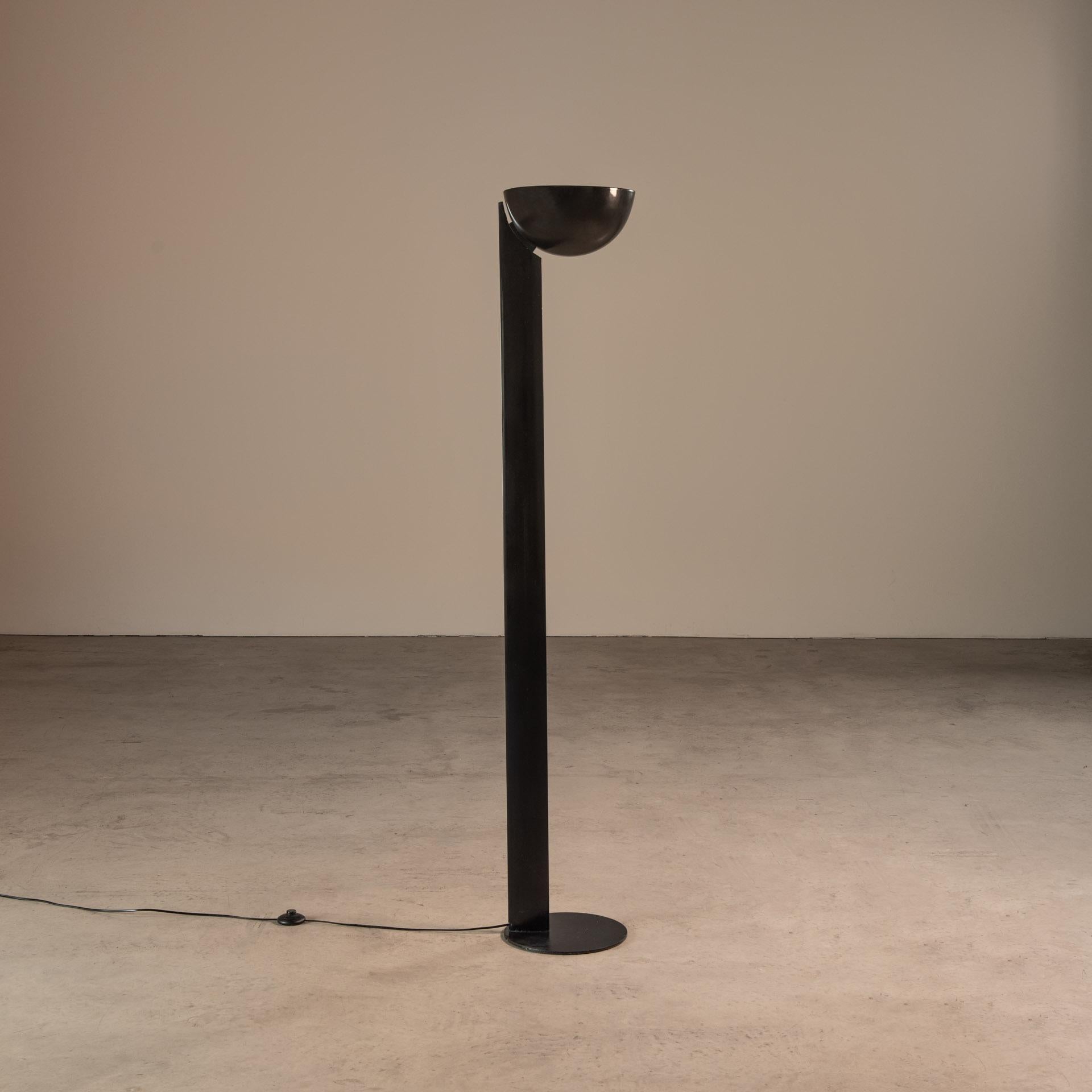 Brass Black Floor Lamp, by Dominici, Brazilian 20th Mid-Century Design  For Sale