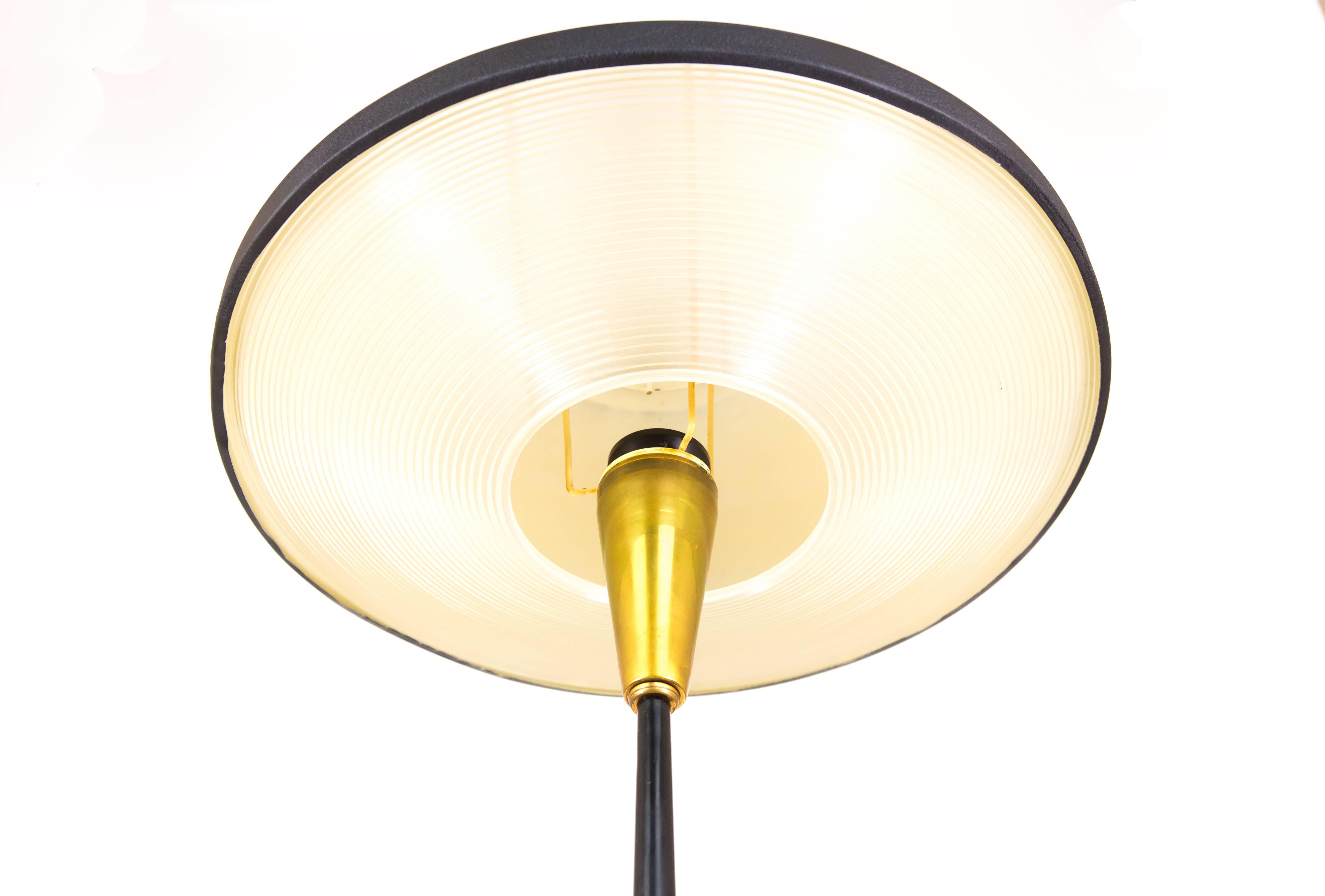 Dutch Black Floor Lamp by Louis Kalff for Philips in Metal and Brass, 1950s