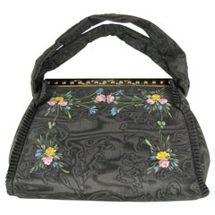 Vintage Black Floral "bags of tomorrow"  Hand Bag Purse 1939 Hand Painted -New In Box
