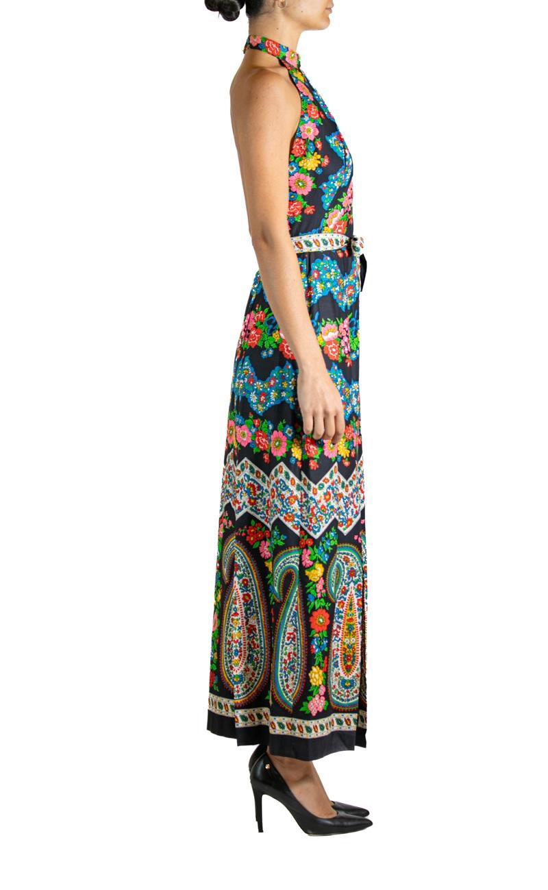 Women's Black Floral Dress With Belt For Sale