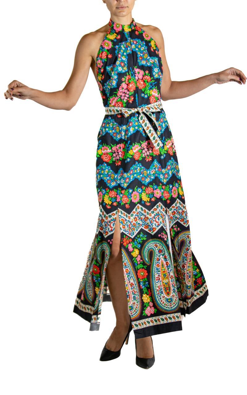Black Floral Dress With Belt For Sale 1