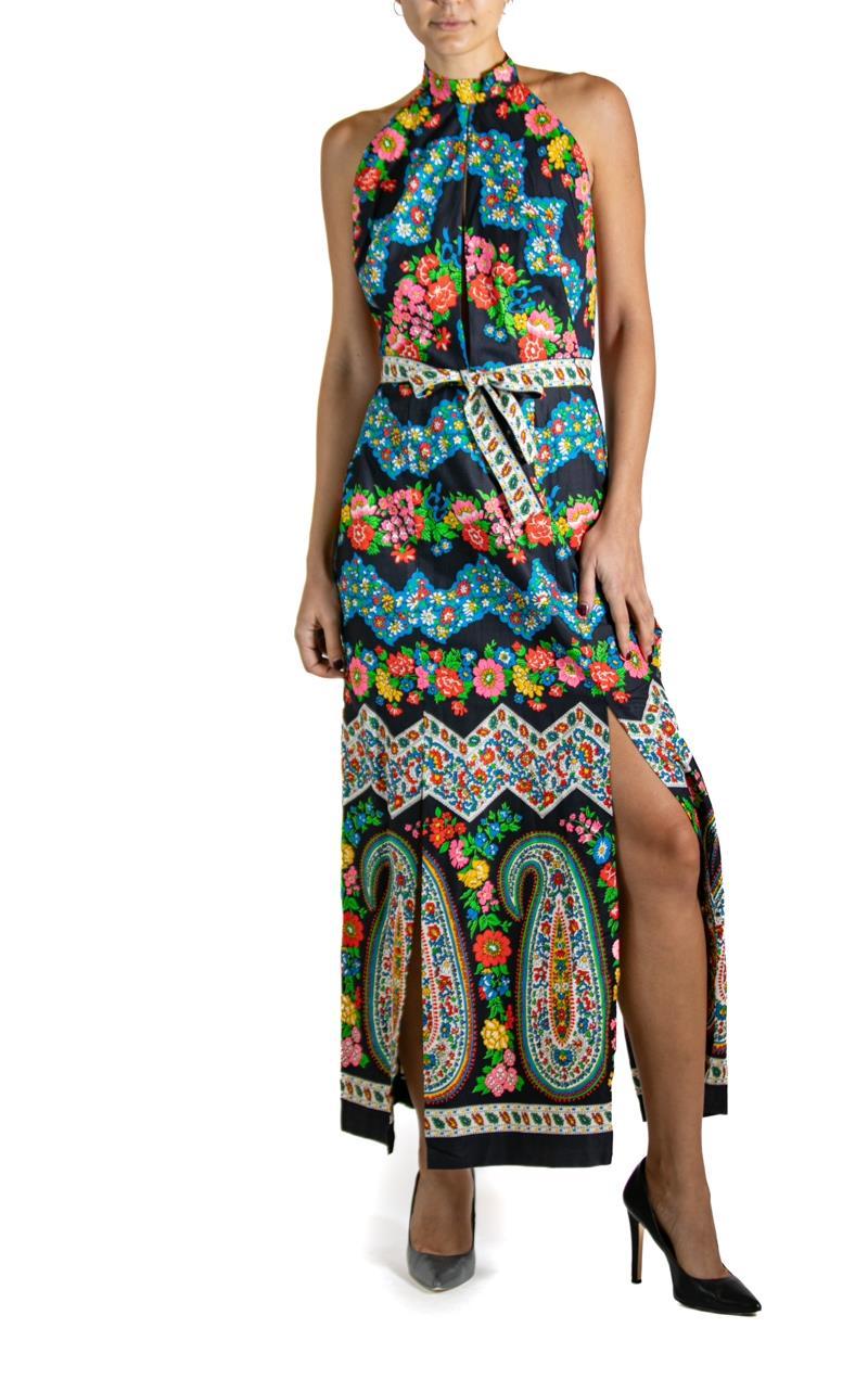 Black Floral Dress With Belt For Sale 2