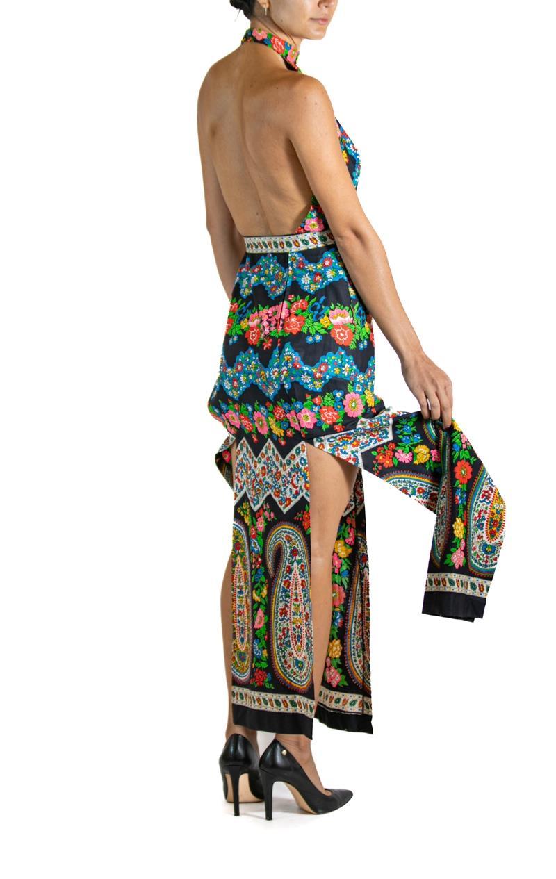 Black Floral Dress With Belt For Sale 3