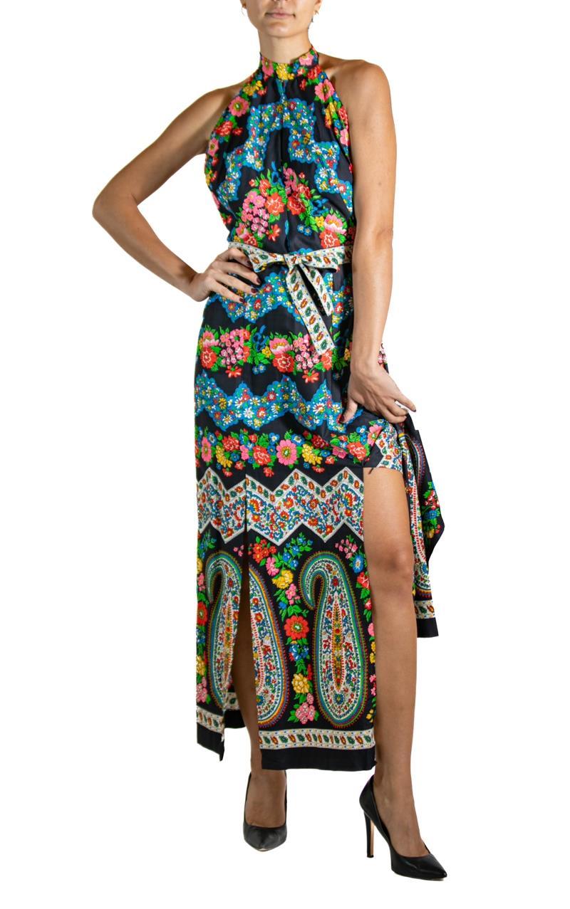 Black Floral Dress With Belt For Sale 6