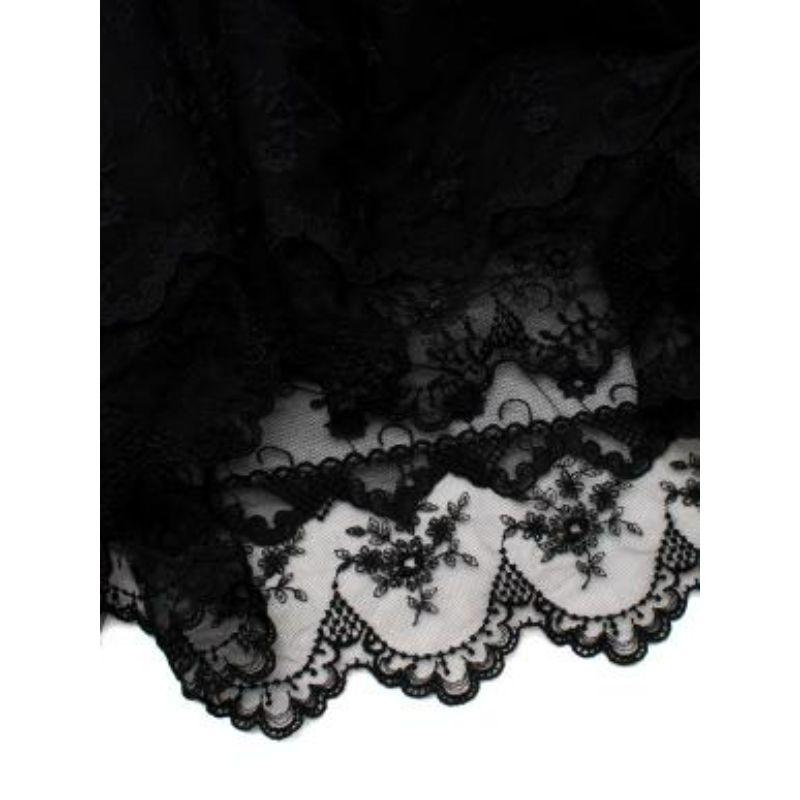 Black Floral Embroidered Tulle Dress with Slip For Sale 3